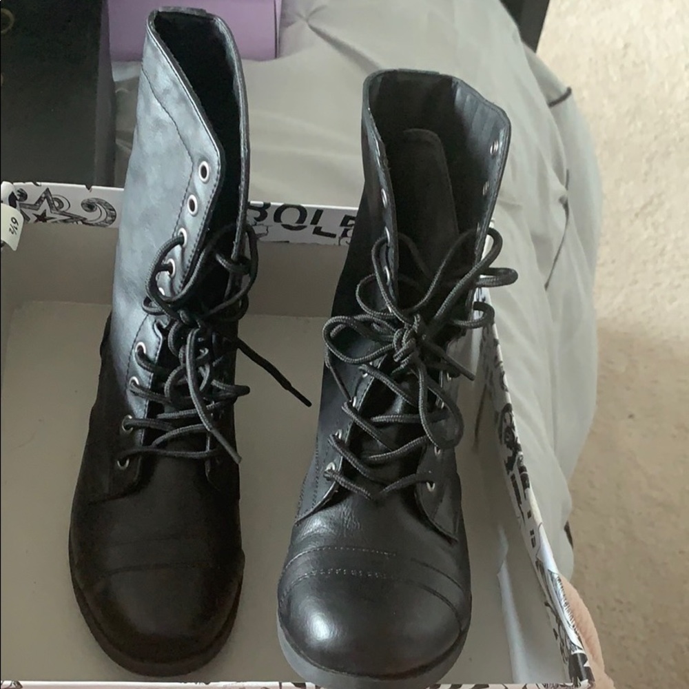 black combat boots